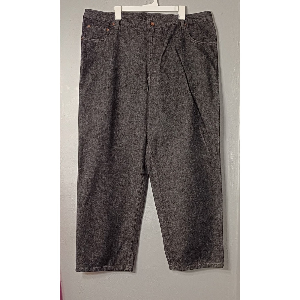NWT-‎ NEW PERRY ELLIS AMERICA 44x30 Black/Dk Gray Jeans Loose Fit Plus Size